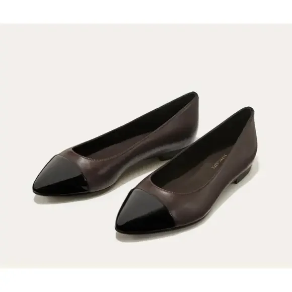 Margaux Brown and Black Flats - Picture 1 of 8